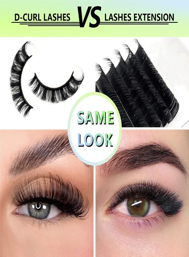 TIKILEY D Curl Strip Lashes That Look Like Extensions, Fluffy 3D Faux Mink False Eyelashes Naturl Look Russian Strip Lashes D Curl Cat Eye Lashes Pack - Image 3