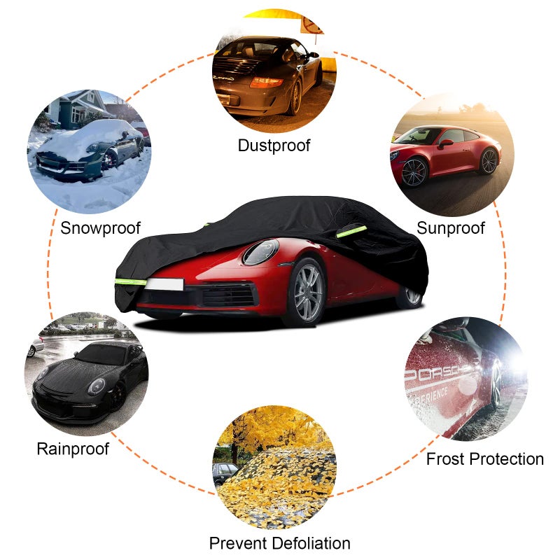 SPORTULI Waterproof Car Cover Replace for 1998-2025 Porsche 911 (991/992/996/997 Series) Carrera 4S/Turbo/Carrera, 6 Layers All Weather Full Car Covers with Zipper Door for Snow Rain Dust Hail Protection - Image 5