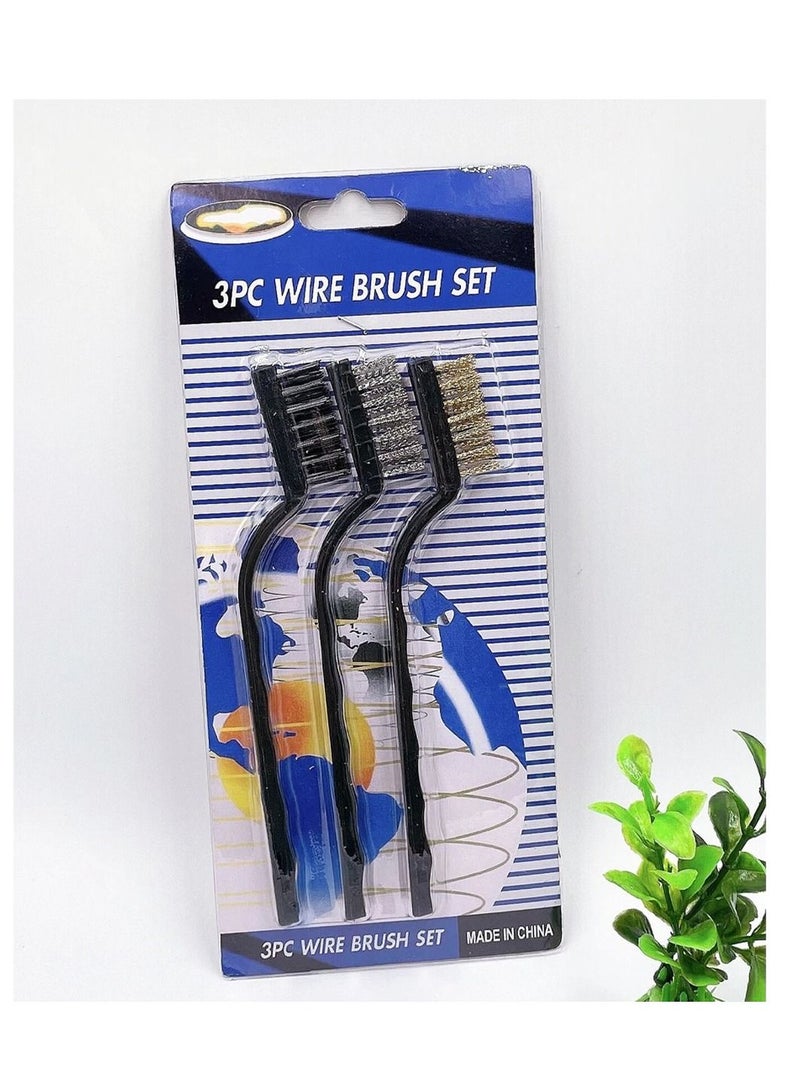 RACO RACO 3Pcs Wire Brush Set, Copper Steel Nylon Brush, Durable and Sturdy Plastic Handles Wire Brush, Cleaning Welding Slag, for Polishing and Cleaning Metal Paint Removal of Rust Burr Corrosion - Image 1