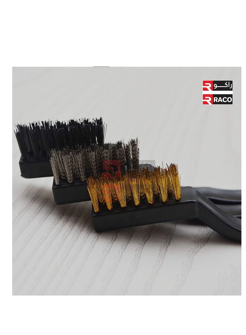RACO RACO 3Pcs Wire Brush Set, Copper Steel Nylon Brush, Durable and Sturdy Plastic Handles Wire Brush, Cleaning Welding Slag, for Polishing and Cleaning Metal Paint Removal of Rust Burr Corrosion - Image 4