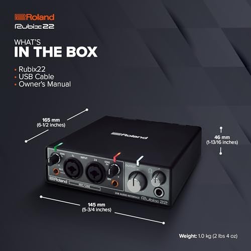 Roland Rubix22 2-In/2-Out USB Audio Interface | High-Resolution Audio | Record with Mics, Guitars, Keys & More | Compact & Durable Build | Compatible with Mac, PC & iPad | Expanded I/O Features - Image 3