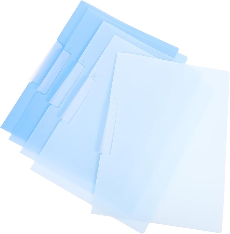 5pcs A4 Rotating Side-Open Buckle File Folders Plastic Document Organizer with Pockets Blue for Office School Home Travel - Image 1