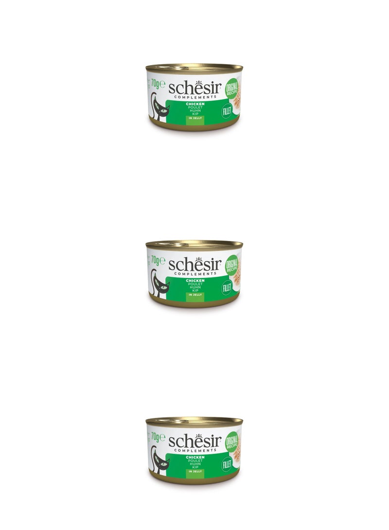 شيسر طعام القطط الرطب من شيسير كومبليمينتس في علبة جيلي - دجاج 70 جرام × 3 قطع - Image 1