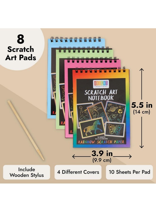 Bright Creations 8 Pack Rainbow Scratch Paper Pads for Kids with Wooden Styluses, 10 Sheets (5.5 x 3.9 In) - Image 4