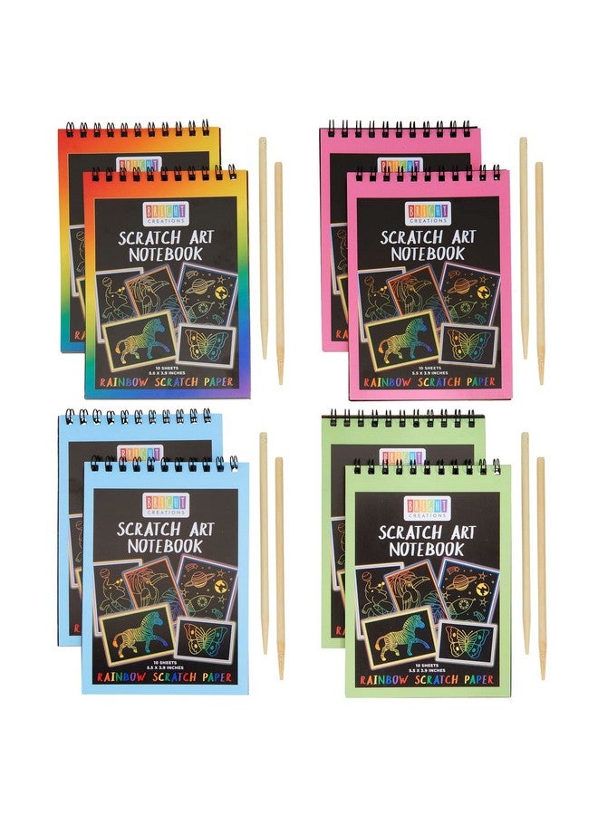 Bright Creations 8 Pack Rainbow Scratch Paper Pads for Kids with Wooden Styluses, 10 Sheets (5.5 x 3.9 In) - Image 1