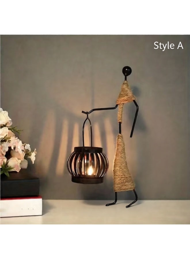 Minimalist Abstract Metal Candle Holder for Modern Home Decor - Image 2