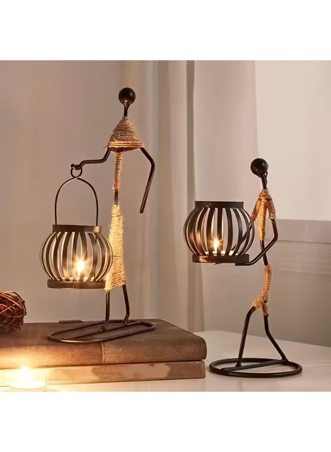 Minimalist Abstract Metal Candle Holder for Modern Home Decor - Image 1