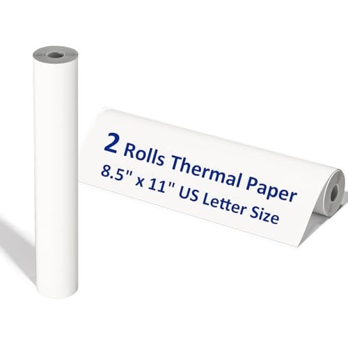ECIFFO 2 Rolls Thermal Printer Paper, Thermal Paper 8.5 X 11 Inch, Us Letter Paper Size Thermal Paper Rolls for M08f M832 Portable Printer, A4 Printing Paper roll (1 roll =27 Sheets/7.6m long,Φ1.18") - Image 1