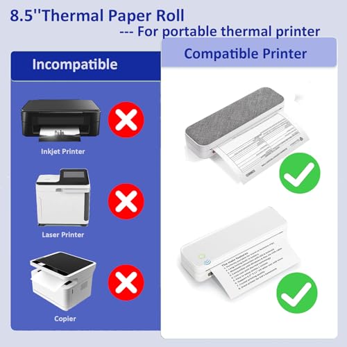 ECIFFO 2 Rolls Thermal Printer Paper, Thermal Paper 8.5 X 11 Inch, Us Letter Paper Size Thermal Paper Rolls for M08f M832 Portable Printer, A4 Printing Paper roll (1 roll =27 Sheets/7.6m long,Φ1.18") - Image 4
