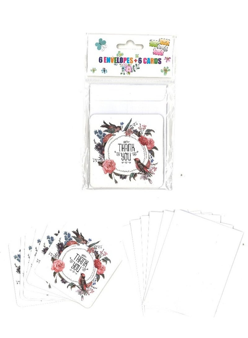 SOD 6-Piece Mini Thanks Greeting Card With Envelope Set - Image 1