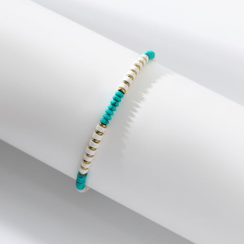 XIJIN Natural Stone Beaded Anklets for Women Handmade Beach Boho Turquoise Beads Ankle Bracelet Jewelry Gift for Her - Image 5