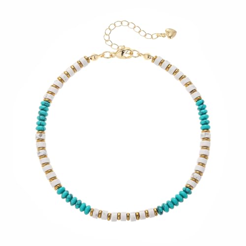 XIJIN Natural Stone Beaded Anklets for Women Handmade Beach Boho Turquoise Beads Ankle Bracelet Jewelry Gift for Her - Image 1