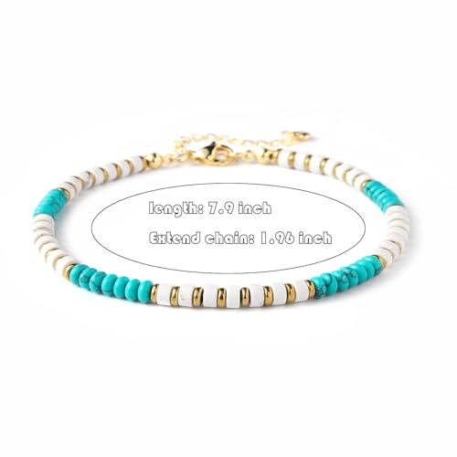 XIJIN Natural Stone Beaded Anklets for Women Handmade Beach Boho Turquoise Beads Ankle Bracelet Jewelry Gift for Her - Image 4