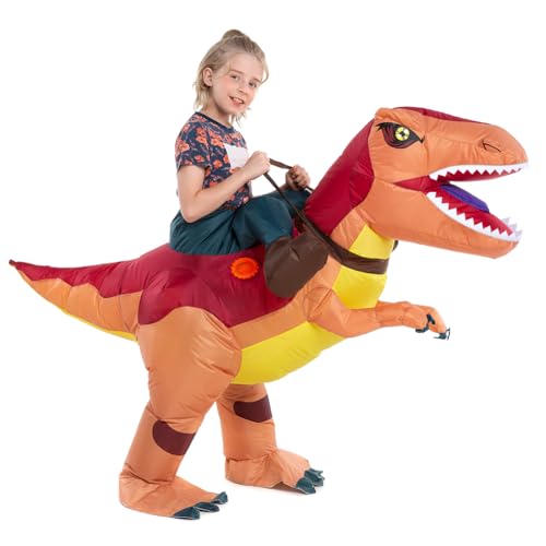 HSCTEK Inflatable Dinosaur Costume Kids Boys Girls, Inflatable Blow Up Costume Riding Trex Dinosaur Costume Child, Inflatable Ride On Dinosaur Halloween Costume Children - Image 5