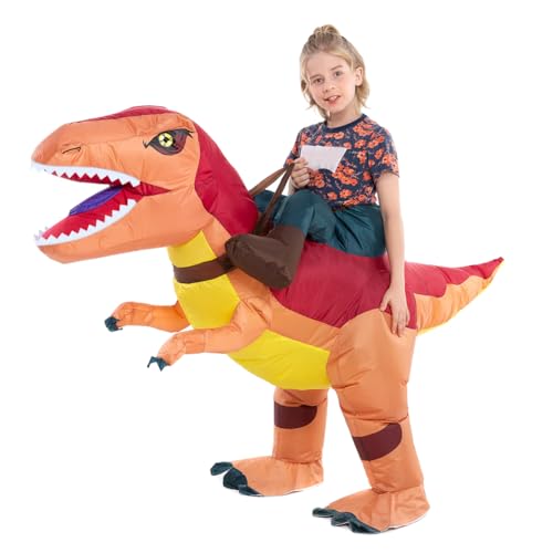 HSCTEK Inflatable Dinosaur Costume Kids Boys Girls, Inflatable Blow Up Costume Riding Trex Dinosaur Costume Child, Inflatable Ride On Dinosaur Halloween Costume Children - Image 3
