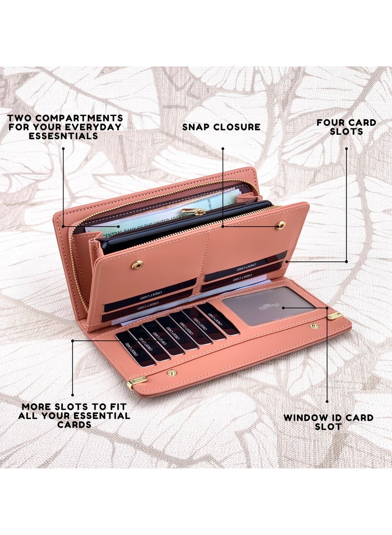 كلاسيك ميلانو - محفظة نسائية أنيقة من الجلد الصناعي مع حافظة بطاقات | محفظة عملات معدنية للنساء | محفظة نسائية نحيفة للاستخدام اليومي والسفر والهدايا