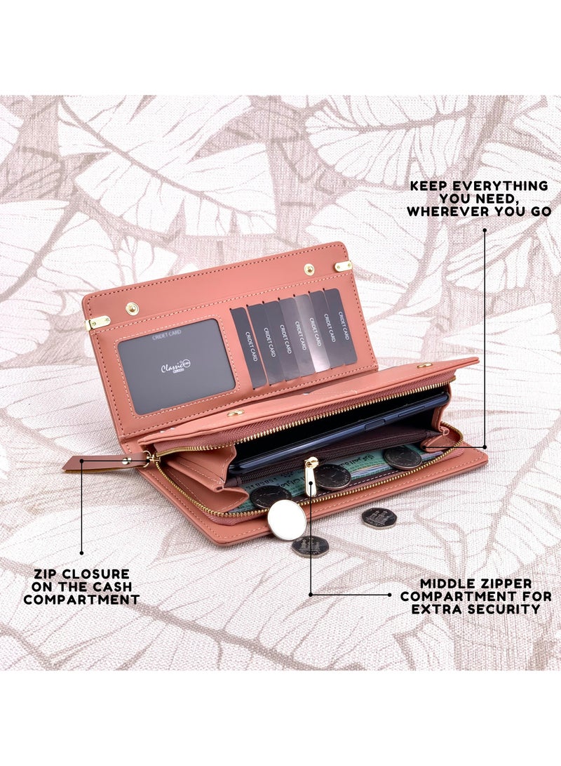 كلاسيك ميلانو - محفظة نسائية أنيقة من الجلد الصناعي مع حافظة بطاقات | محفظة عملات معدنية للنساء | محفظة نسائية نحيفة للاستخدام اليومي والسفر والهدايا