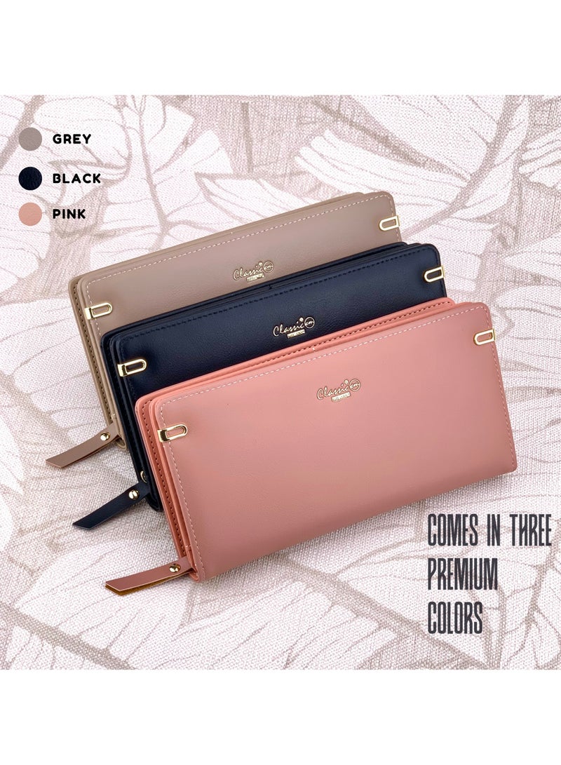 كلاسيك ميلانو - محفظة نسائية أنيقة من الجلد الصناعي مع حافظة بطاقات | محفظة عملات معدنية للنساء | محفظة نسائية نحيفة للاستخدام اليومي والسفر والهدايا