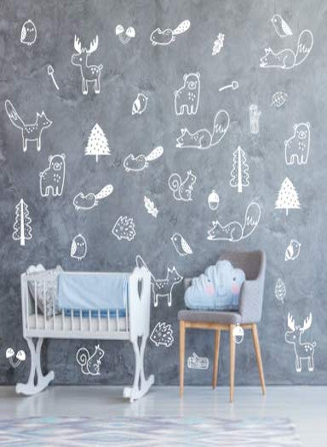 The Boho Design Forest Animal Wall Decals Peel and Stick for Kids, Baby Bedroom Nursery and Living Room. 36 pcs Adhesive Vinyl Wall Stickers Decor (White) - Image 2