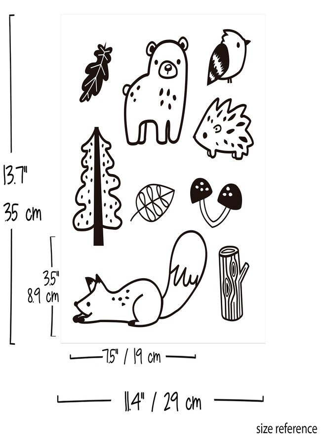 The Boho Design Forest Animal Wall Decals Peel and Stick for Kids, Baby Bedroom Nursery and Living Room. 36 pcs Adhesive Vinyl Wall Stickers Decor (White) - Image 5