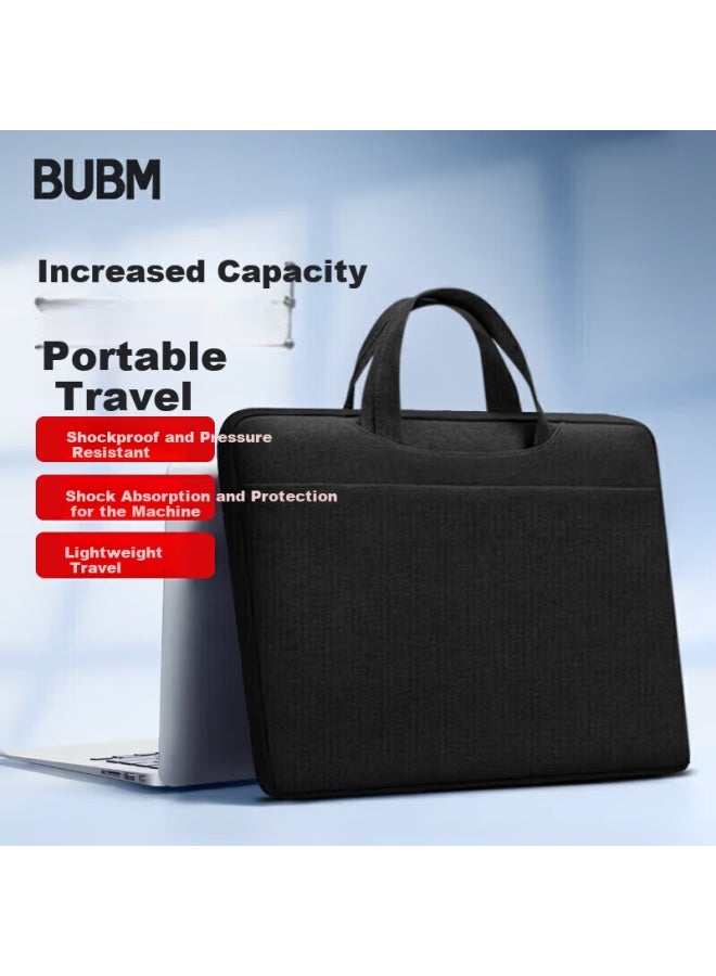 BUBM Biyoumei Laptop Bag For Men, Handheld Briefcase, 14-inch Apple Huawei Xiaomi Notebook Computer Business Travel Inner Lining Bag, Black - Image 1