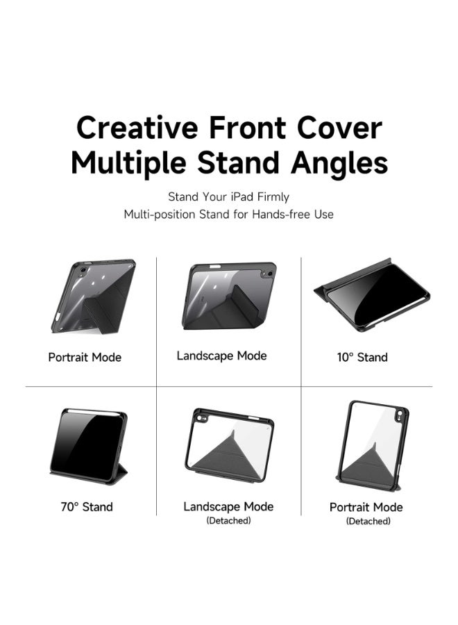 Case for iPad Mini 7 (A17 Pro) 2024 / Mini 6 8.3'' with Clear Transparent Back,Built-in Pencil Holder, Support Auto Sleep/Wake,Folding Y-Shaped Stand Cover (Black) - Image 5