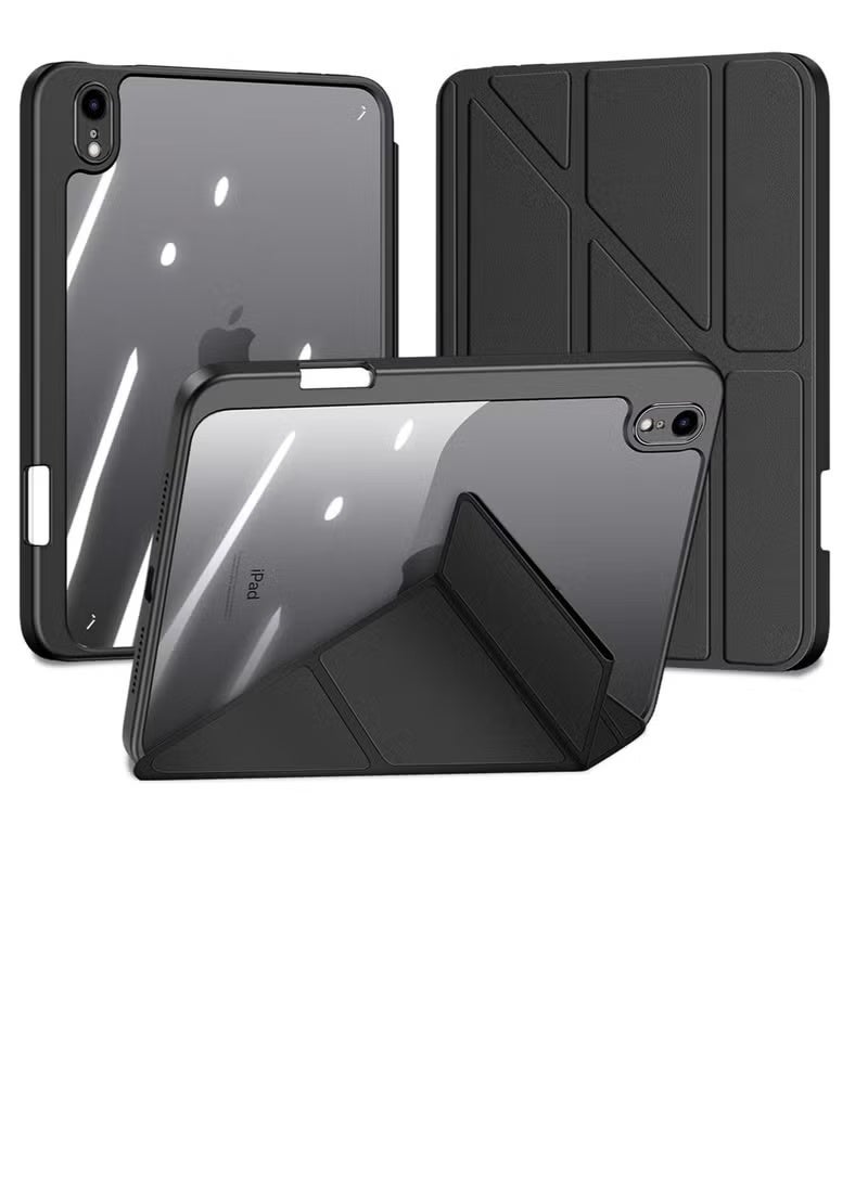 Case for iPad Mini 7 (A17 Pro) 2024 / Mini 6 8.3'' with Clear Transparent Back,Built-in Pencil Holder, Support Auto Sleep/Wake,Folding Y-Shaped Stand Cover (Black) - Image 1