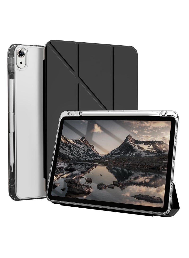 Case for iPad Mini 7 (A17 Pro) 2024 / Mini 6 8.3'' with Clear Transparent Back,Built-in Pencil Holder, Support Auto Sleep/Wake,Folding Y-Shaped Stand Cover (Black) - Image 1