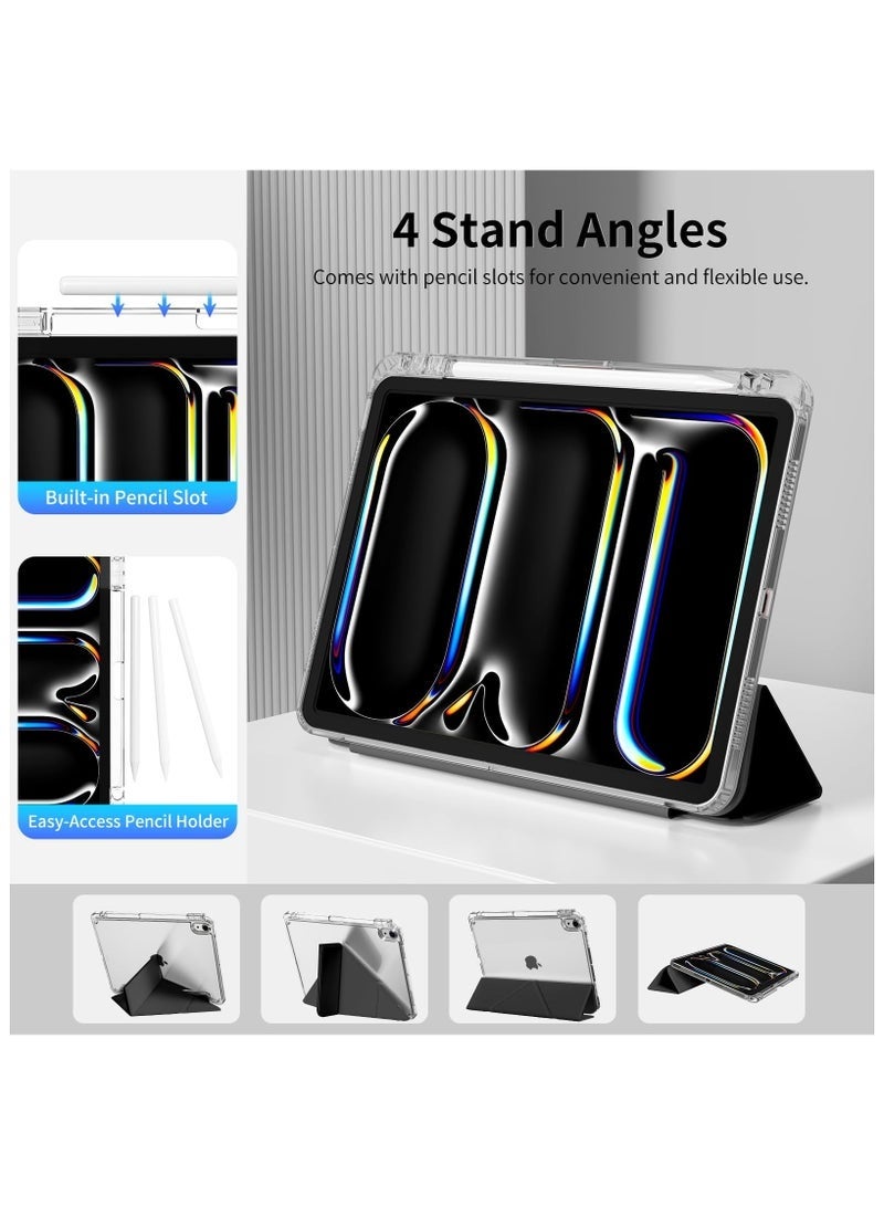 Case for iPad Mini 7 (A17 Pro) 2024 / Mini 6 8.3'' with Clear Transparent Back,Built-in Pencil Holder, Support Auto Sleep/Wake,Folding Y-Shaped Stand Cover (Black) - Image 5