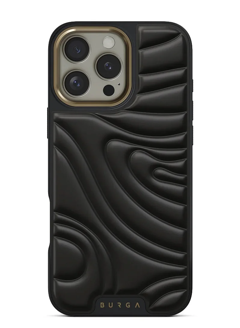 بورجا جراب لهاتف iPhone 16 Pro - مصنوع من مادة TPU وTPE وPC فائقة النعومة مع نسيج مرن، وامتصاص الصدمات CloudGuard، وهيكل خفيف الوزن، وحماية من السقوط من الدرجة الأولى، لون أسود