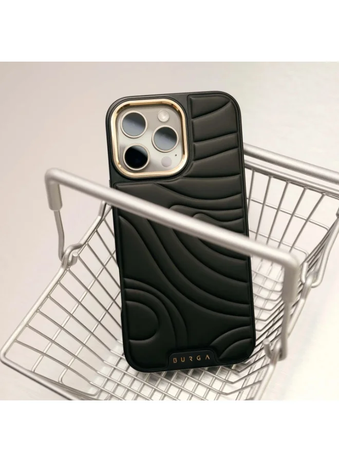 BURGA Case for iPhone 16 Pro – Ultra-Soft TPU, TPE, and PC Material with Bouncy Texture, CloudGuard Shock Absorption, Lightweight Build, and Elite-Level Drop Protection,spel Black