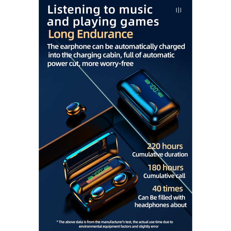 سماعة بلوتوث لاسلكية ثلاثية الأبعاد F9 True Wireless Stereo بتقنية بلوتوث 5.0 سماعات أذن ذكية صغيرة للرياضة داخل الأذن - Image 5