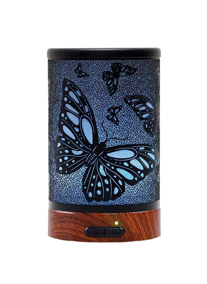 EQUSUPRO Essential Oil Diffuser 150Ml Metal Aromatherapy Oil Diffuser Ultrasonic Cool Mist Diffuser With Auto Shutoff Protection7 Colors Changed Led For Home Office Spa Yoga (Butterfly)  - Image 1