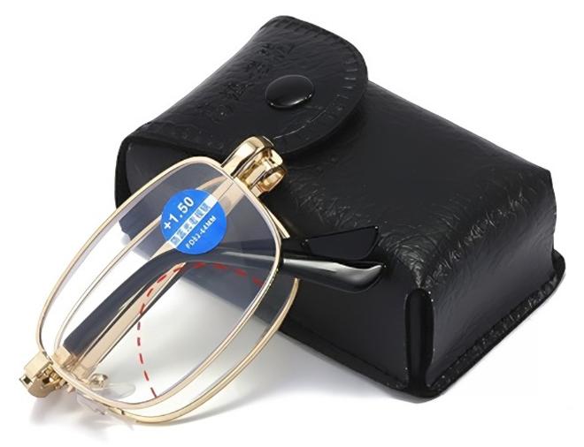 نظارات قراءة قابلة للطي، نظارات مضادة للضوء الأزرق، نظارات ثنائية البؤرة البعيدة والقريبة مزدوجة الاستخدام للجنسين - Image 1