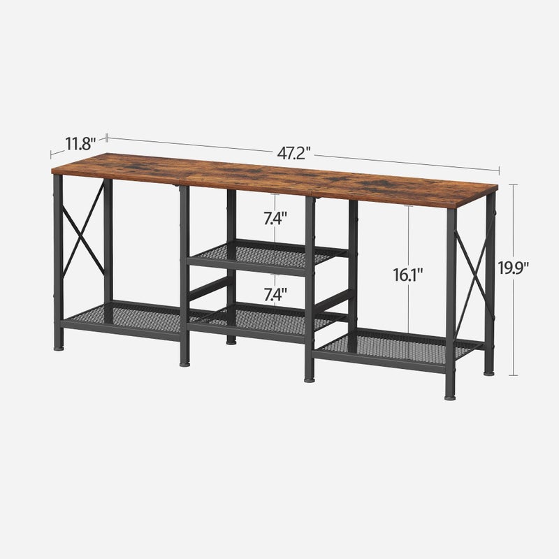 JARHETUN TV Stand for 55 Inch TV, Entertainment Center with 3-Tier Open Shelves, TV Console Table for Living Room, Bedroom, Rustic Brown - Image 3