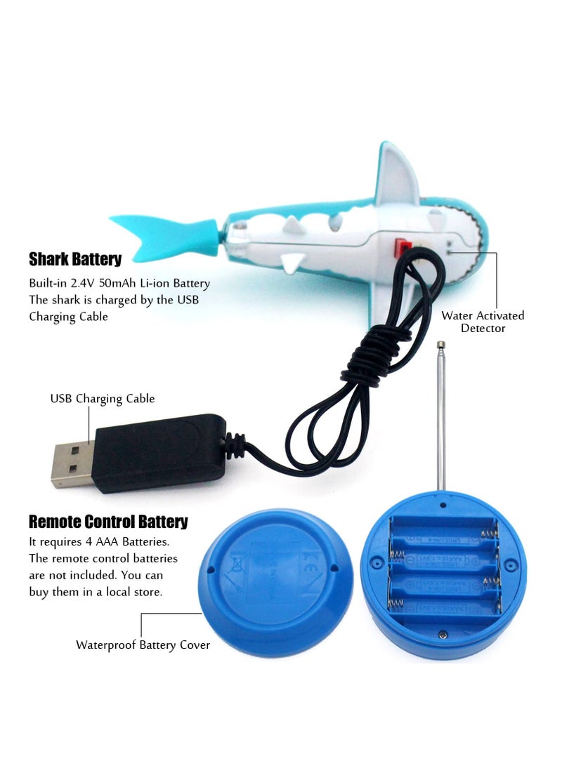 SOLARAE Mini Remote Control Toy, Electric RC Fish Boat, RC Shark Mini Radio Remote Control, Shark Swim in Water for Swimming Pool Water Tank Kids Birthday Gifts (Blue) - Image 4