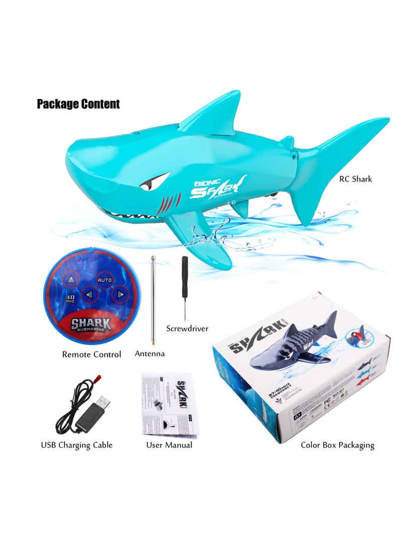 SOLARAE Mini Remote Control Toy, Electric RC Fish Boat, RC Shark Mini Radio Remote Control, Shark Swim in Water for Swimming Pool Water Tank Kids Birthday Gifts (Blue) - Image 5