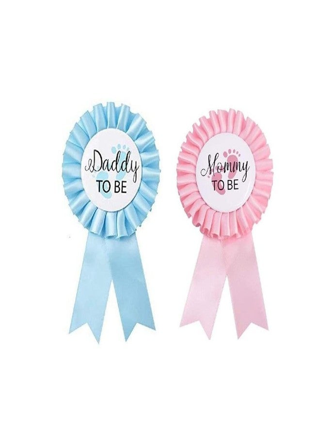 Jilukibo 2 Pieces Daddy and Mommy to Be Tinplate Badge Pin, Gender Reveal Rosette Button Pins New Mom Gifts for Baby Shower Party Favor Decoration (Pink Blue) - Image 3