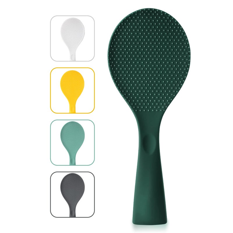 FireKylin Silicone Standing Rice Spatula, Heat Resistant Rice Cooker Paddle, Serving Spoon (Rich Green) - Image 1