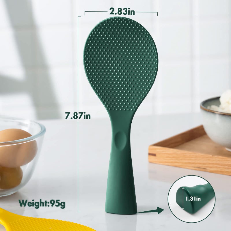 FireKylin Silicone Standing Rice Spatula, Heat Resistant Rice Cooker Paddle, Serving Spoon (Rich Green) - Image 4