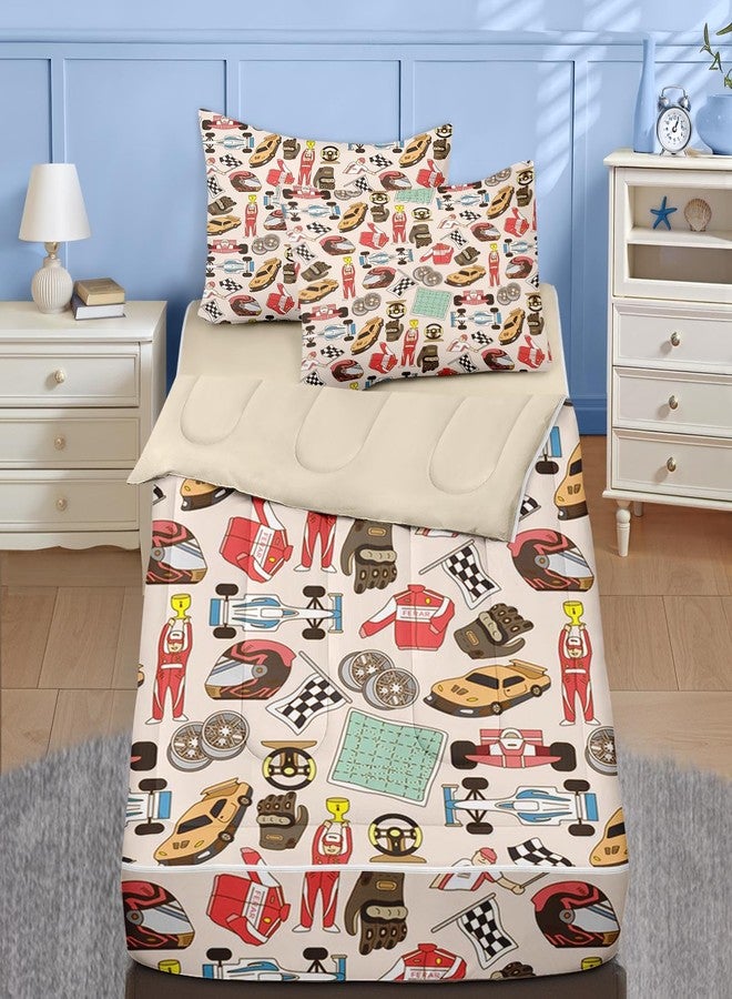 Nesker Full Zipper Bedding, Racing Car Zipper Bedding Sets for Boys, 3pcs All in on one, Cool Extreme Sports Kids Comforter Set with Fitted Sheet and 2 Pillowcases - Image 1