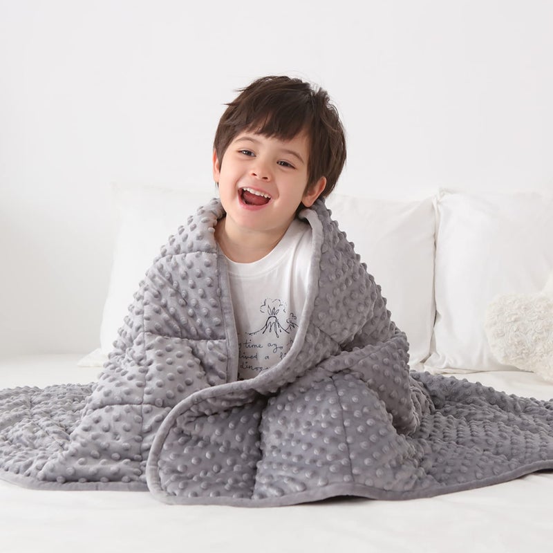 Huloo Sleep Kids Weighted Blanket Twin 7lbs 4160Gray Breathable Soft Minky Weighted Throw Blanket for All SeasonHeavy Blanket with Premium Glass Beads