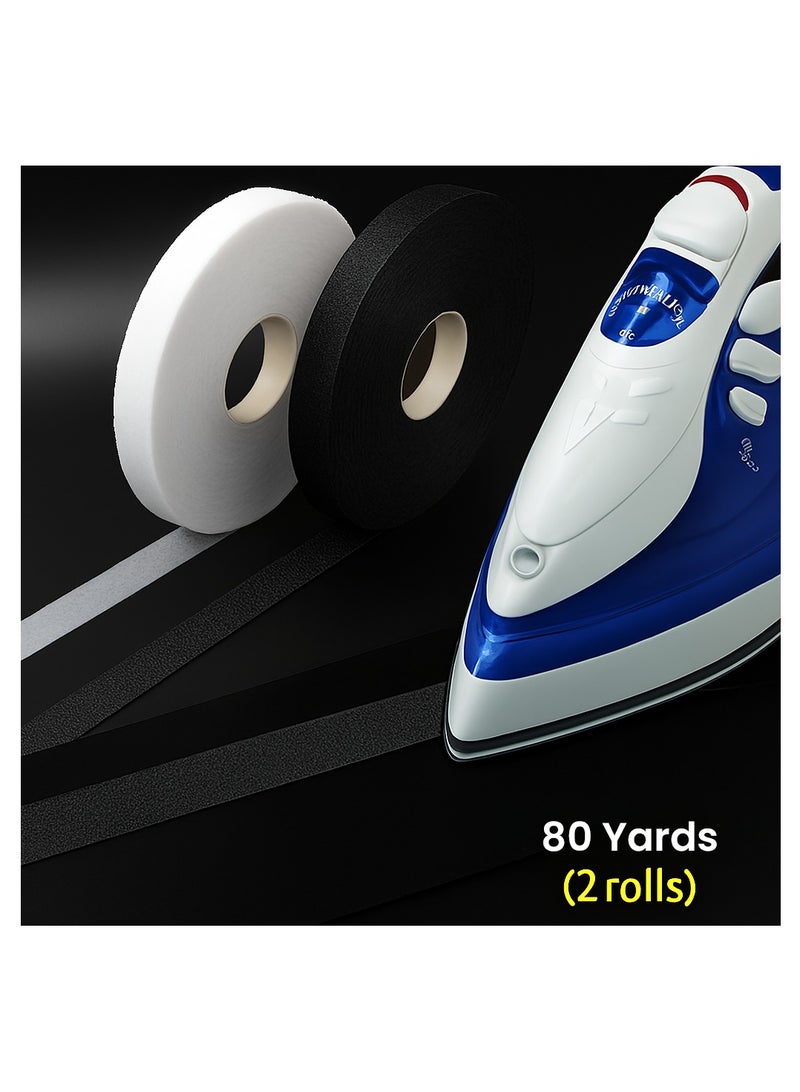 2 Pcs Iron-On Hemming Tape - White & Black - Fusible Interlining Set 160 Yards - Image 3