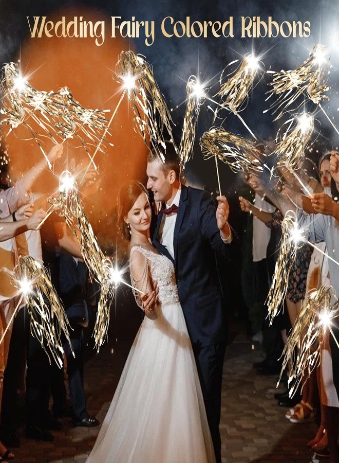TBOLLY 100 pcs Wedding Wands Light up with LED Tinsel Wedding Streamers for Wedding Send off and Greeting Ideal Props for Weddings, Birthday Parties, Christmas Cheerleading Games (Champagne) - Image 4