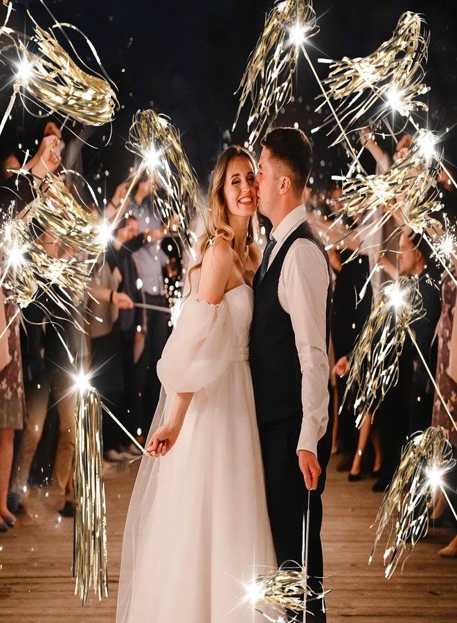 TBOLLY 100 pcs Wedding Wands Light up with LED Tinsel Wedding Streamers for Wedding Send off and Greeting Ideal Props for Weddings, Birthday Parties, Christmas Cheerleading Games (Champagne) - Image 5