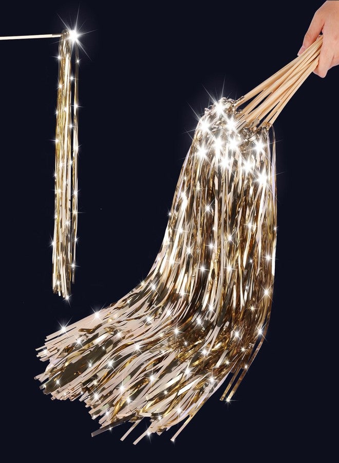 TBOLLY 100 pcs Wedding Wands Light up with LED Tinsel Wedding Streamers for Wedding Send off and Greeting Ideal Props for Weddings, Birthday Parties, Christmas Cheerleading Games (Champagne) - Image 1