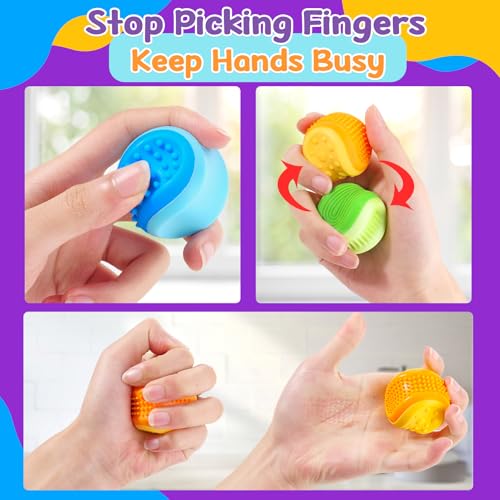 SMALL FISH Fidget Toys Stress Ball for Kids Adult 3 Pack Double Sided Textured Sensory Toys for Autism Kids Calming Quiet Stress Fidget Ball for Student Classroom Adult Office Easter Basket for Kid - Image 5