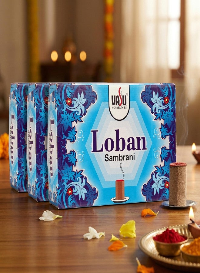 Cycle Pure Vasu Loban Sambrani Dhoop for Pooja (210 pcs) | Dhoop batti Guggal for Puja, Home & Festivals | Loban Dhoop Original with Burner | Pack of 3 (70 Dhoop/Pack + 1 Burner Plate/Pack) - Image 1