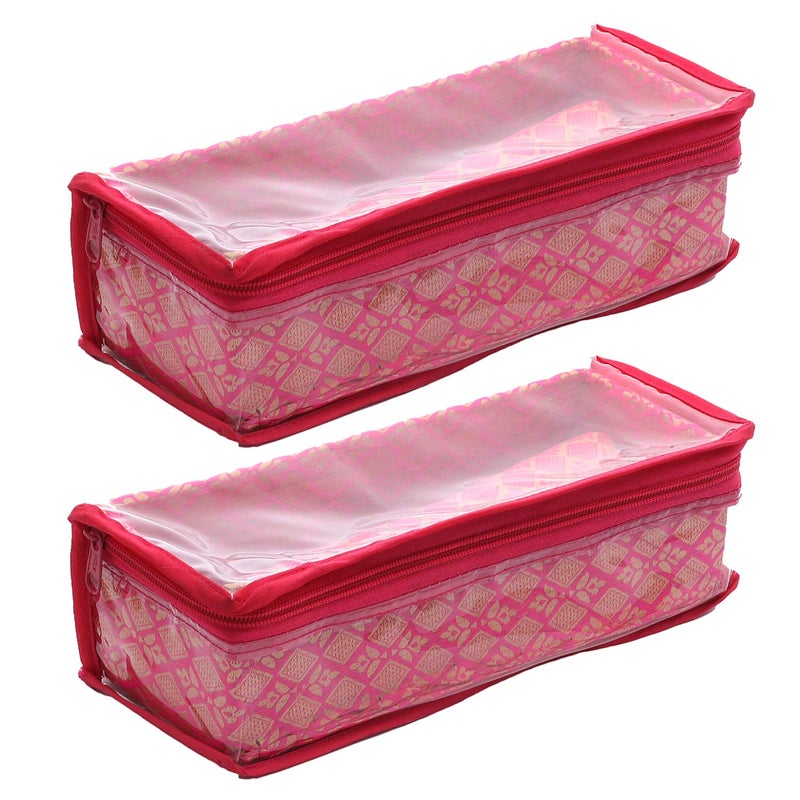Kuber Industries Kuber Industries Brocade Hardboard 2 Pieces One Rod Bangle Box (Pink) - CTKTC42008  - Image 1