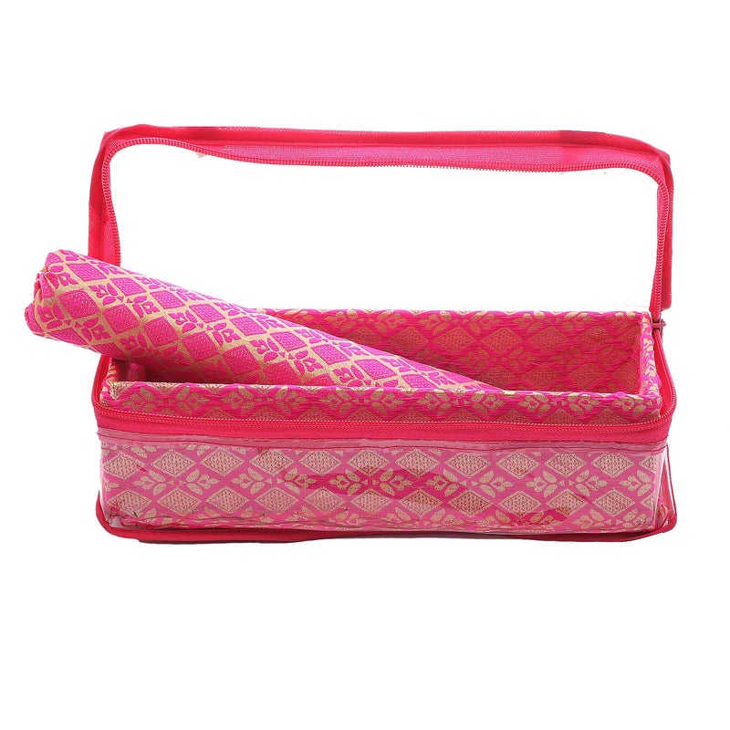 Kuber Industries Kuber Industries Brocade Hardboard 2 Pieces One Rod Bangle Box (Pink) - CTKTC42008  - Image 4